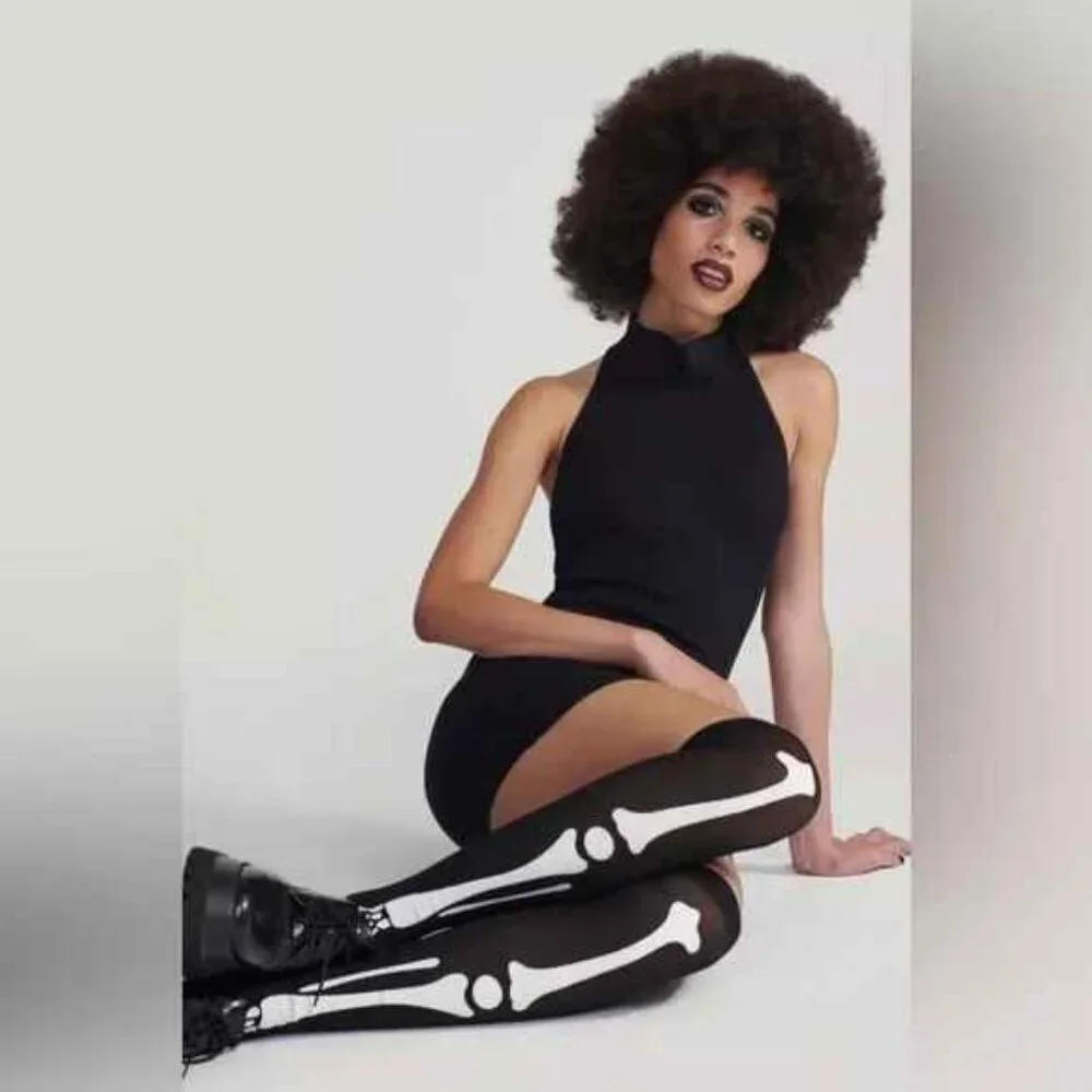 New Nasty Gal Over The Knee Skeleton Socks